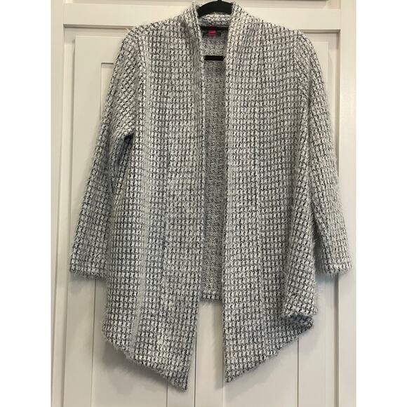 Vince Camuto black and white houndstooth eyelash cardigan Med. - Picture 1 of 8